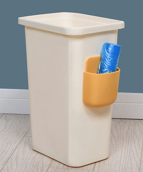 Charging holder with wall-mounted storage case.