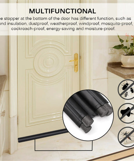 Twin draught guard for door, blocks drafts and improves insulation