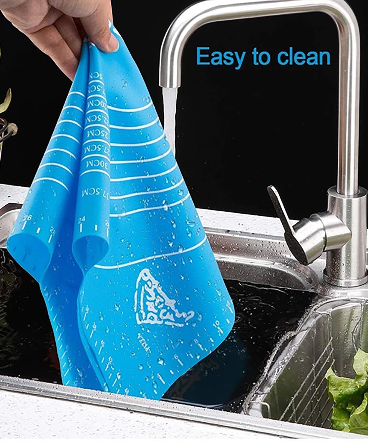 Silicone rolling mat spread out on a kitchen countertop