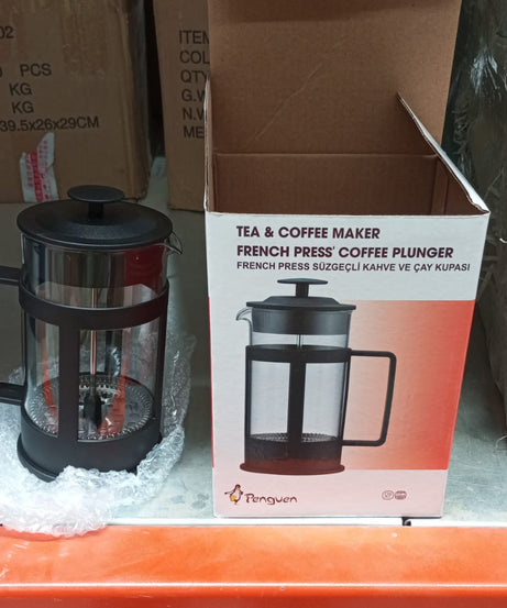 Coffee and Tea maker, Coffee Maker Glass Stainless Steel Coffee Press Glass Teapot for Camping Travel Gifts kitchen tools (Approx 350ml)