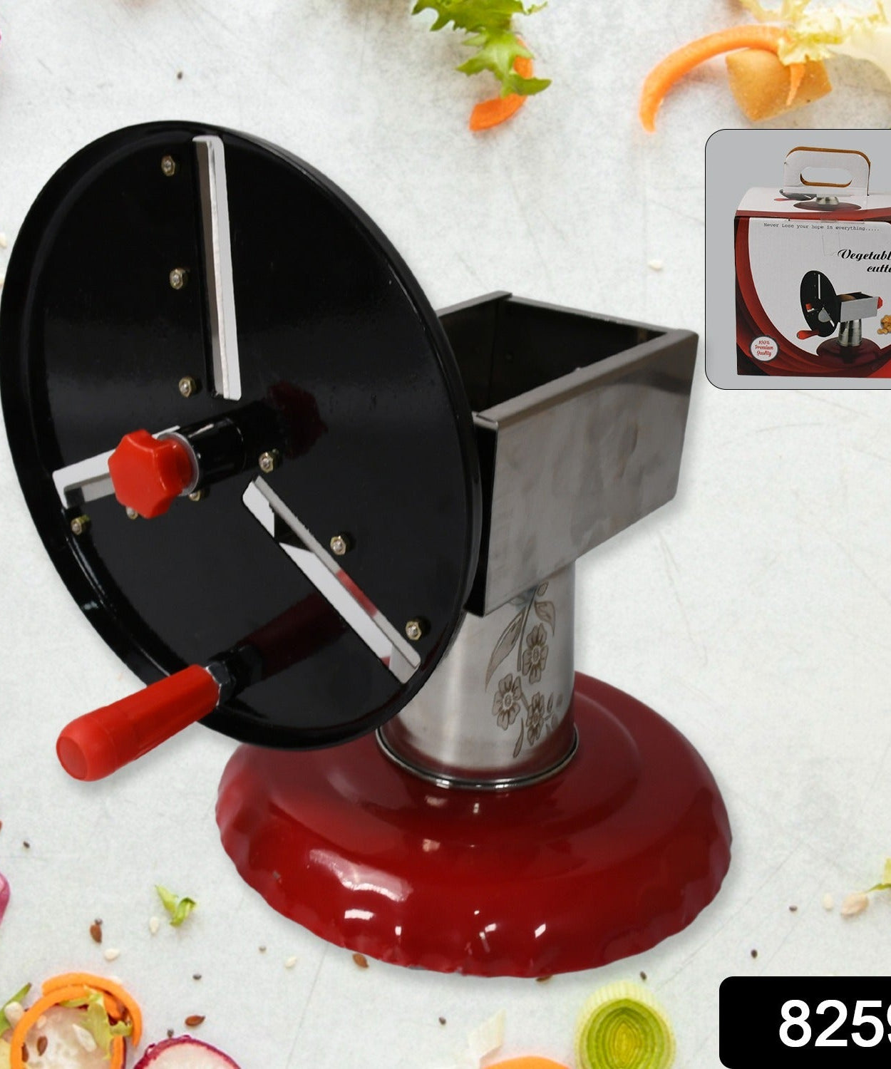 Stainless Steel Chips Maker and Vegetable Slicer for Kitchen Potato Slicer Graters and Chippers. Chips Maker is Suitable for Vegetable Cuttings. Chips Maker Consist Hard Coated Iron Wheel and Stand.