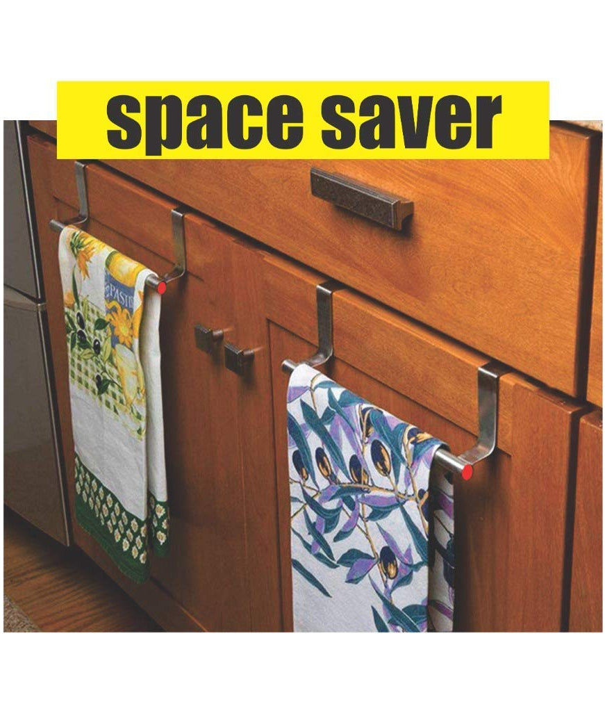 Towel bar with steel finish