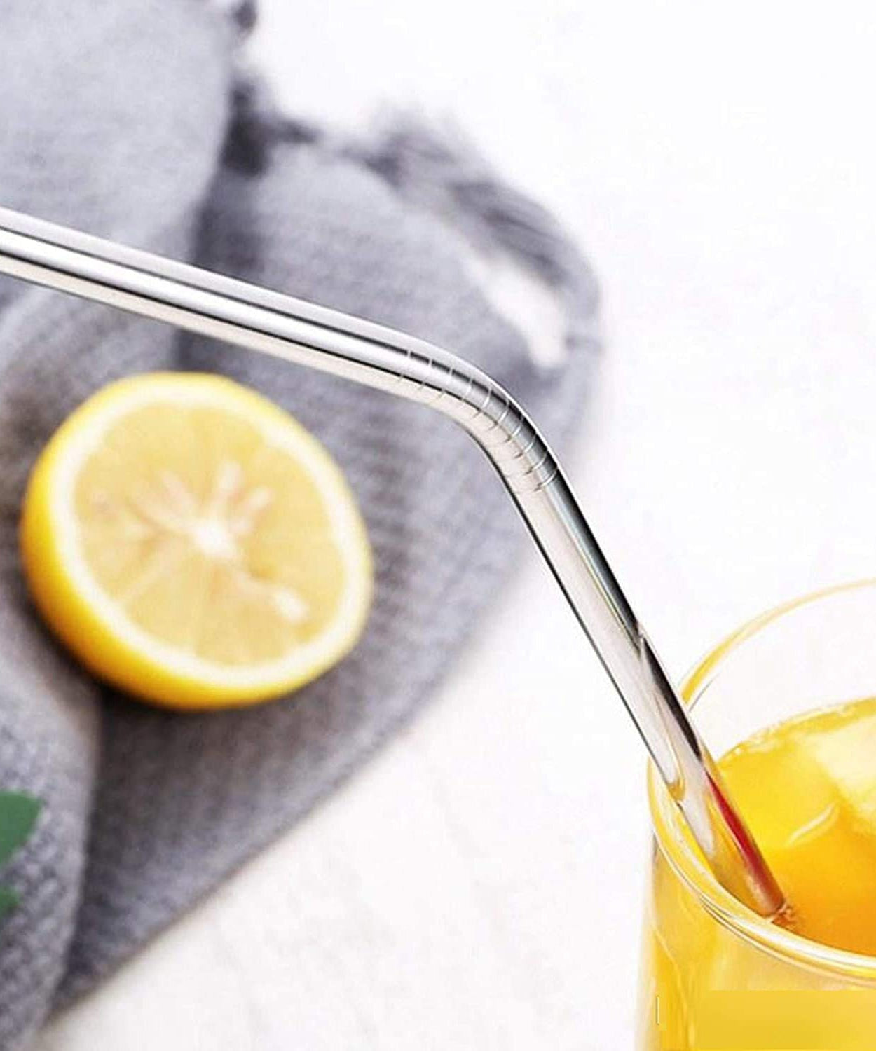 Reusable Stainless Steel Drinking Straws Bent (4 Bent Straws, 1 Brush)