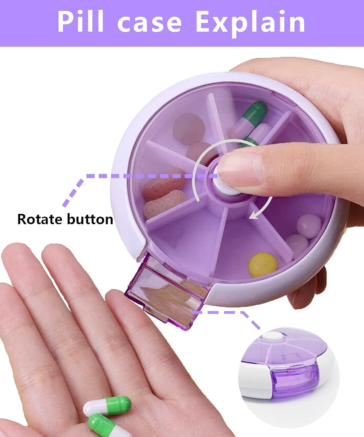 Cute 7-Day Pill Box Dispenser – Portable 7-Grid Medicine Organizer (1 Pc)