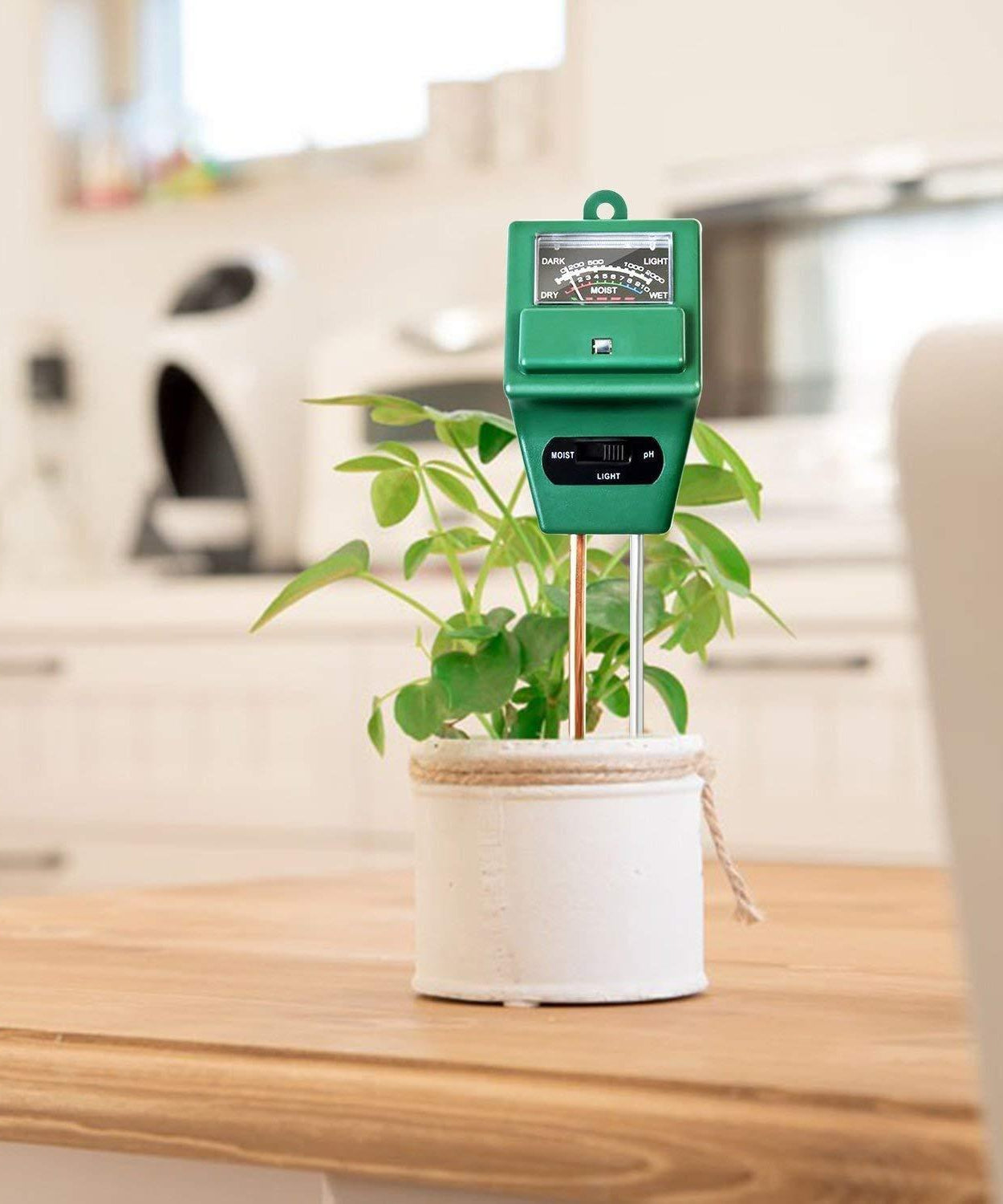 3-way soil meter for pH and moisture testing.