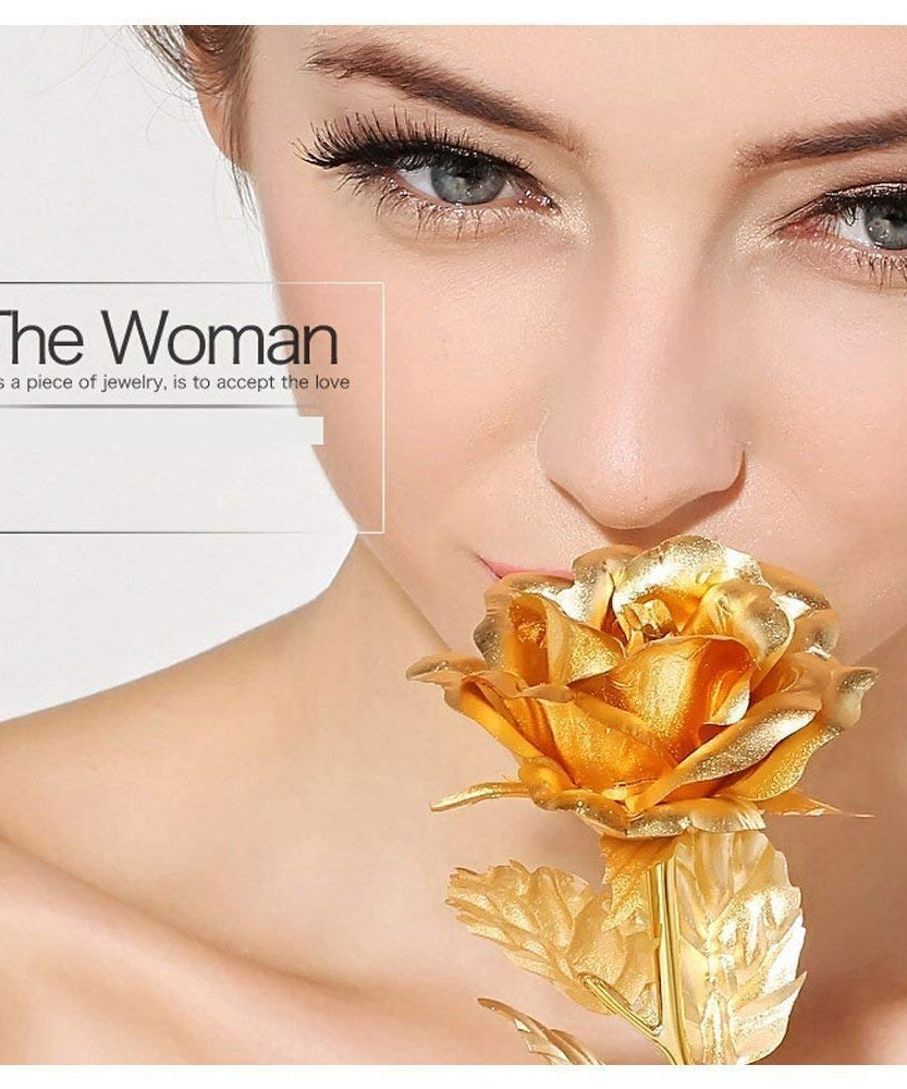 Luxury Decorative Gold Plated Artificial Golden Rose with Premium Box
