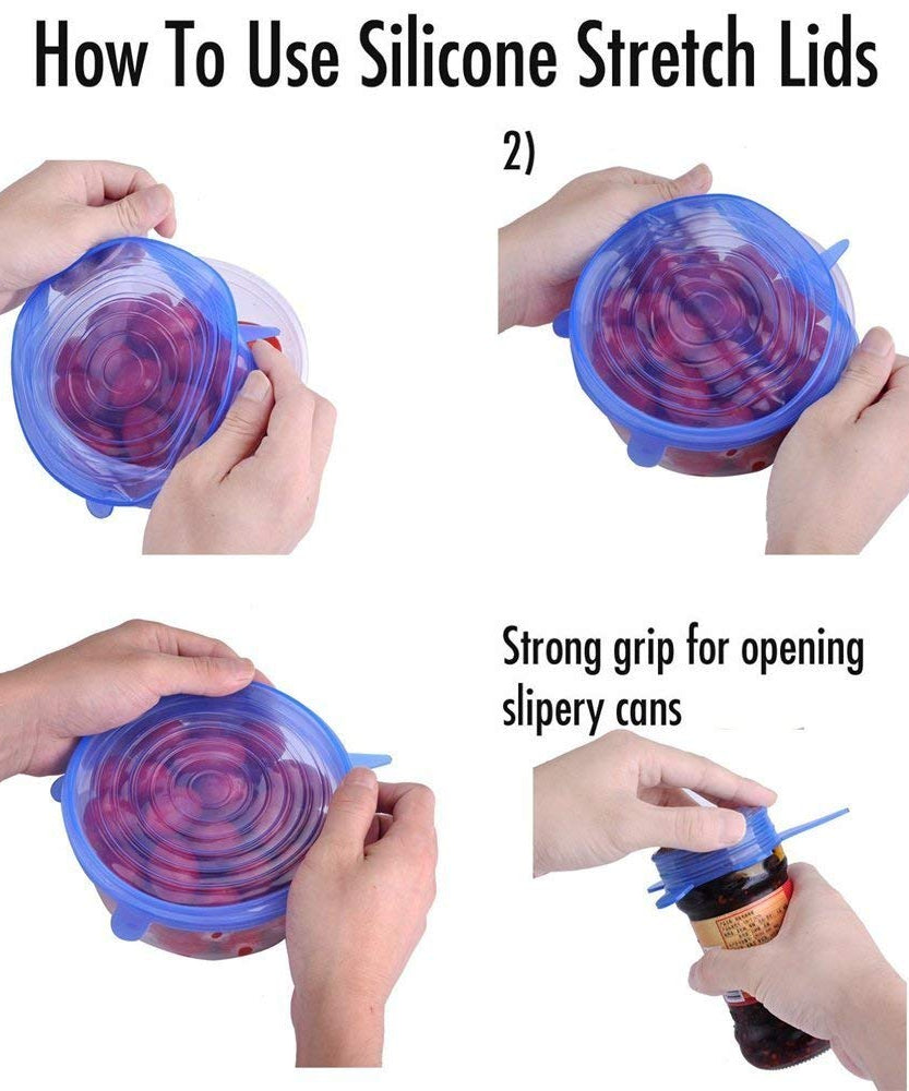 Set of flexible silicone lids