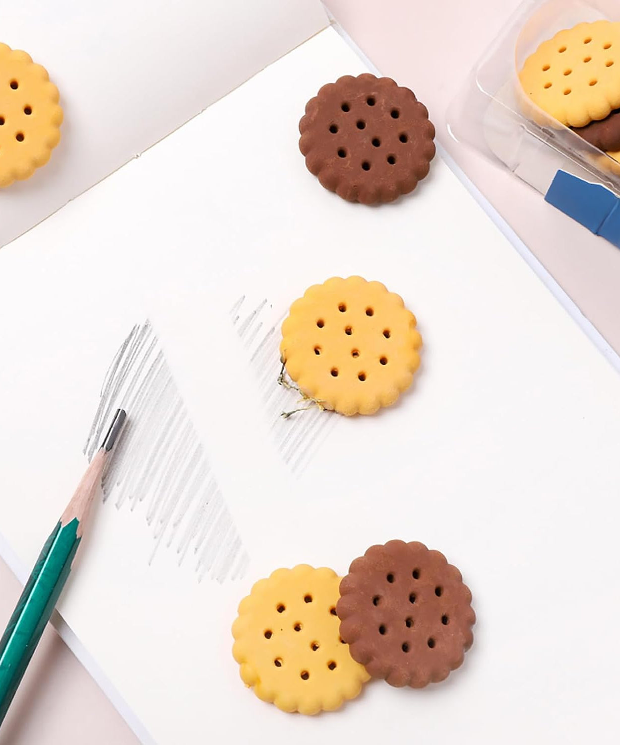 Biscuit-Shaped Erasers | Fun Rubber Stationery for Kids | Creative Birthday Gift Toy (6 Pcs Set)