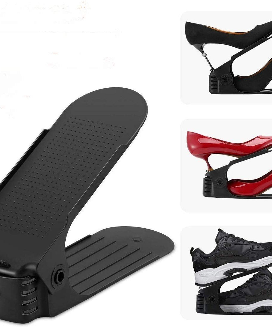 Foldable shoe rack for organized storage.