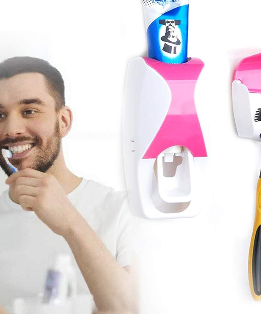 Toothpaste dispenser with toothbrush included