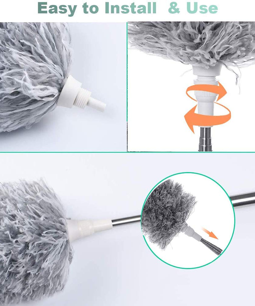 Microfiber Dusters for Cleaning, Telescoping Feather Duster with 100 inches Extendable Handle Pole, Dusting Cleaning Tools for Cleaning High Ceiling, Ceiling Fan, Blinds, Cobwebs, Furniture, Cars