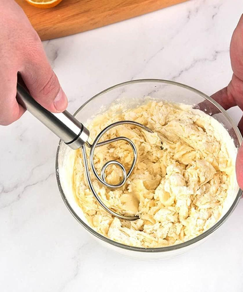 Dough Whisk, Premium Stainless Steel Dutch Whisk, Dough Hand Mixer Artisan Blender For Egg, Bread, Cake, Pastry, Pizza Dough - Perfect Baking Tools, Whisking, Tirring Kitchen Tools (1 Pc)
