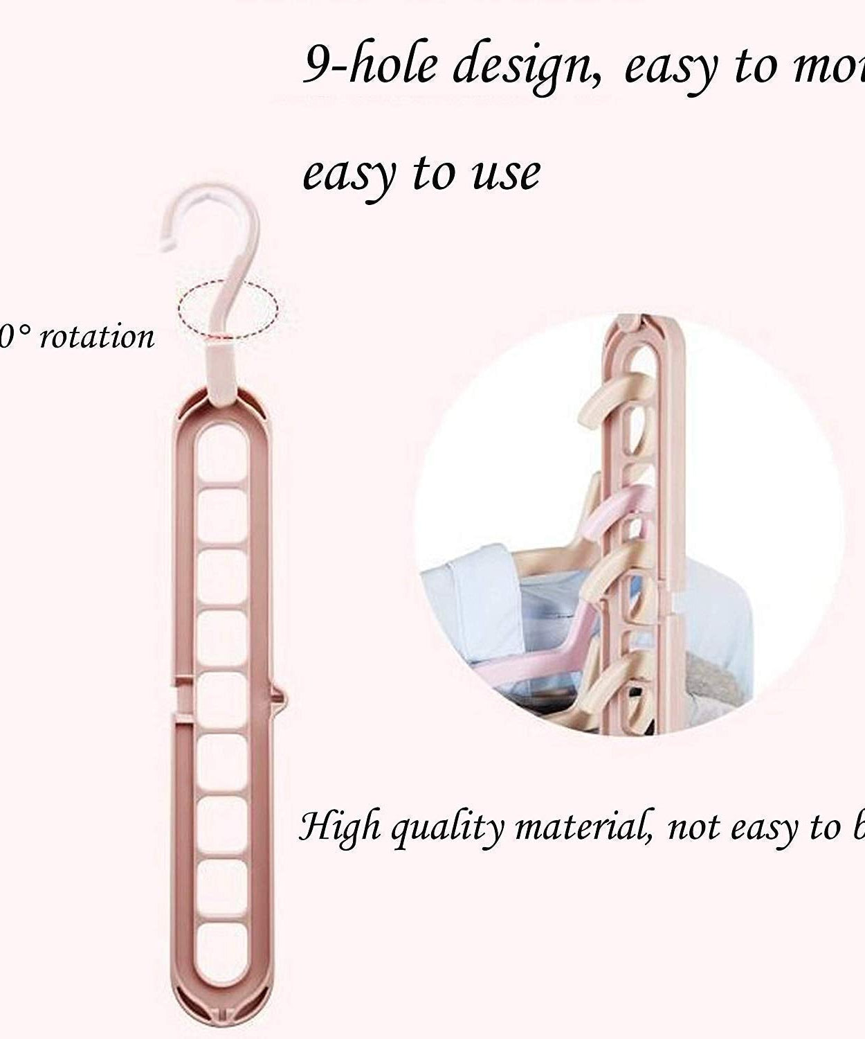 Magic wardrobe hangers with nine holes and foldable design.