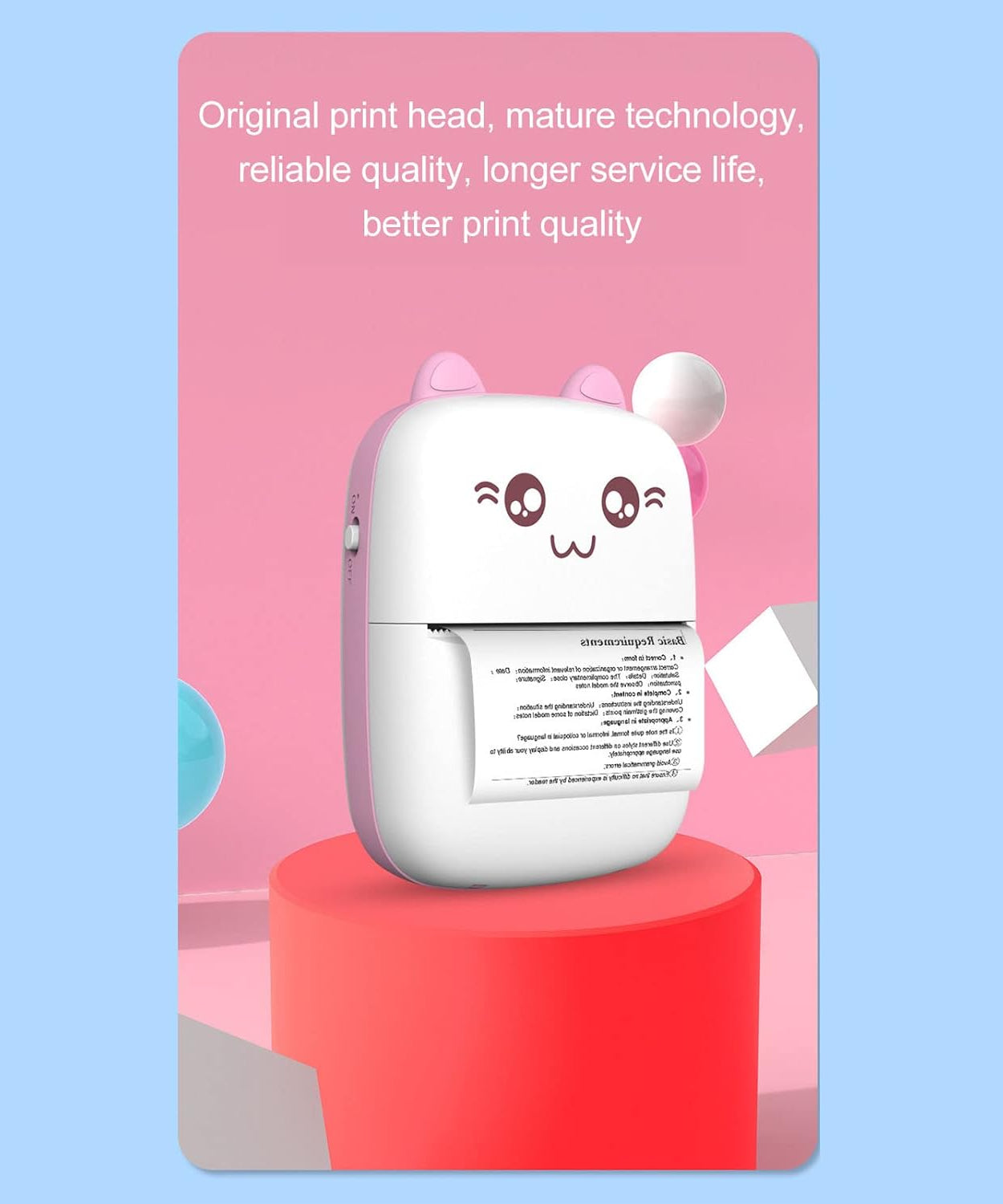 Pocket Mini Bluetooth Thermal Printer – Wireless Smart Printer for Photos (Includes 1 Roll Paper)