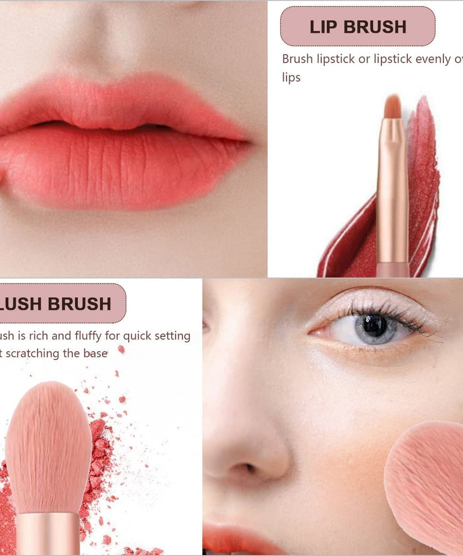 8-Piece Mini Makeup Brush Kit – Portable Premium Synthetic Set with Case (Mix Colors)