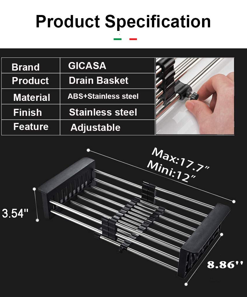 Expandable kitchen sink rack for drying dishes