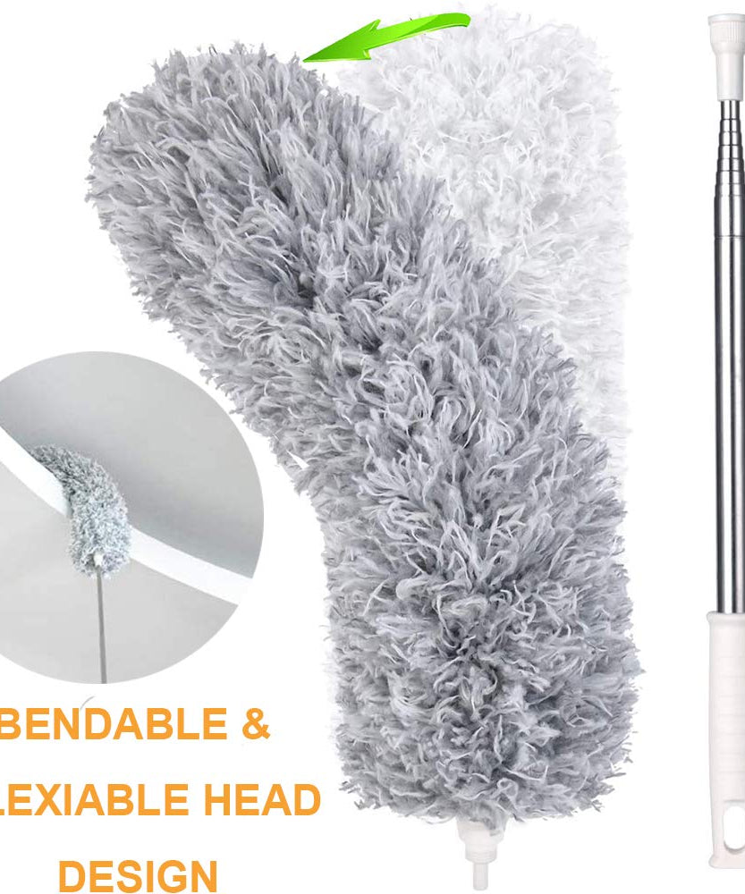 Microfiber Dusters for Cleaning, Telescoping Feather Duster with 100 inches Extendable Handle Pole, Dusting Cleaning Tools for Cleaning High Ceiling, Ceiling Fan, Blinds, Cobwebs, Furniture, Cars