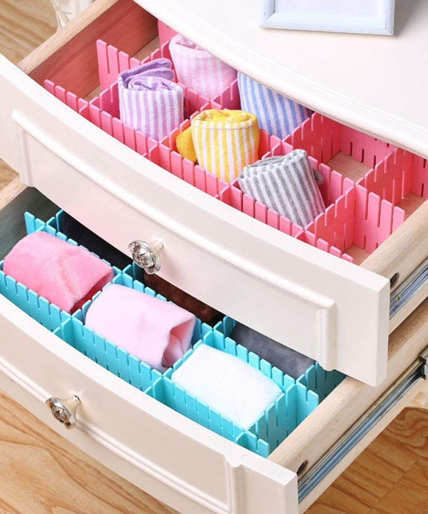 Adjustable dividers and organizers for kitchen drawers.