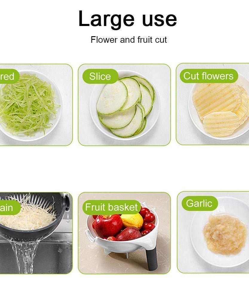 Vegetable and fruit cutter with various slicing and shredding options
