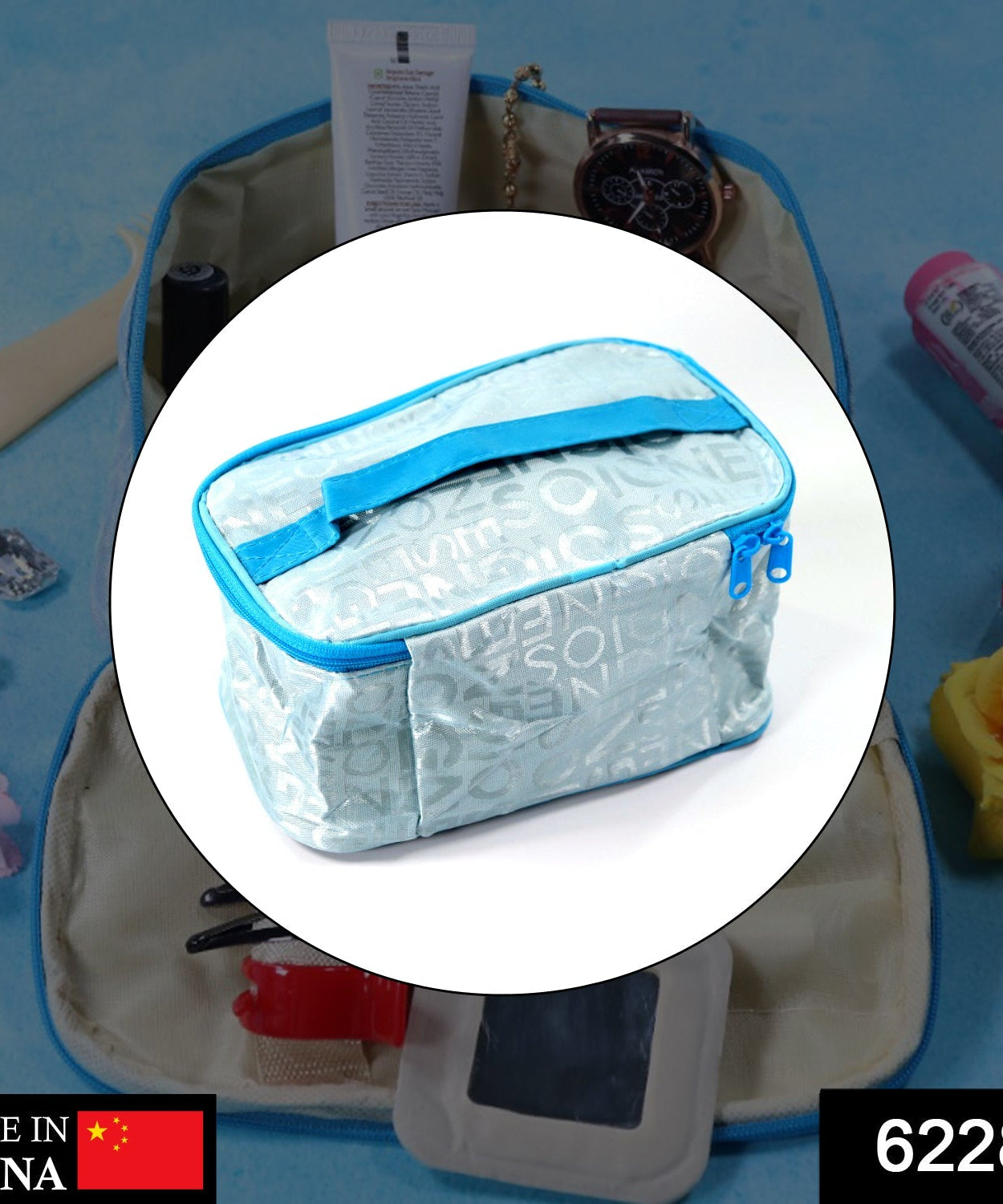 Makeup organizer bag for easy storage and mobility