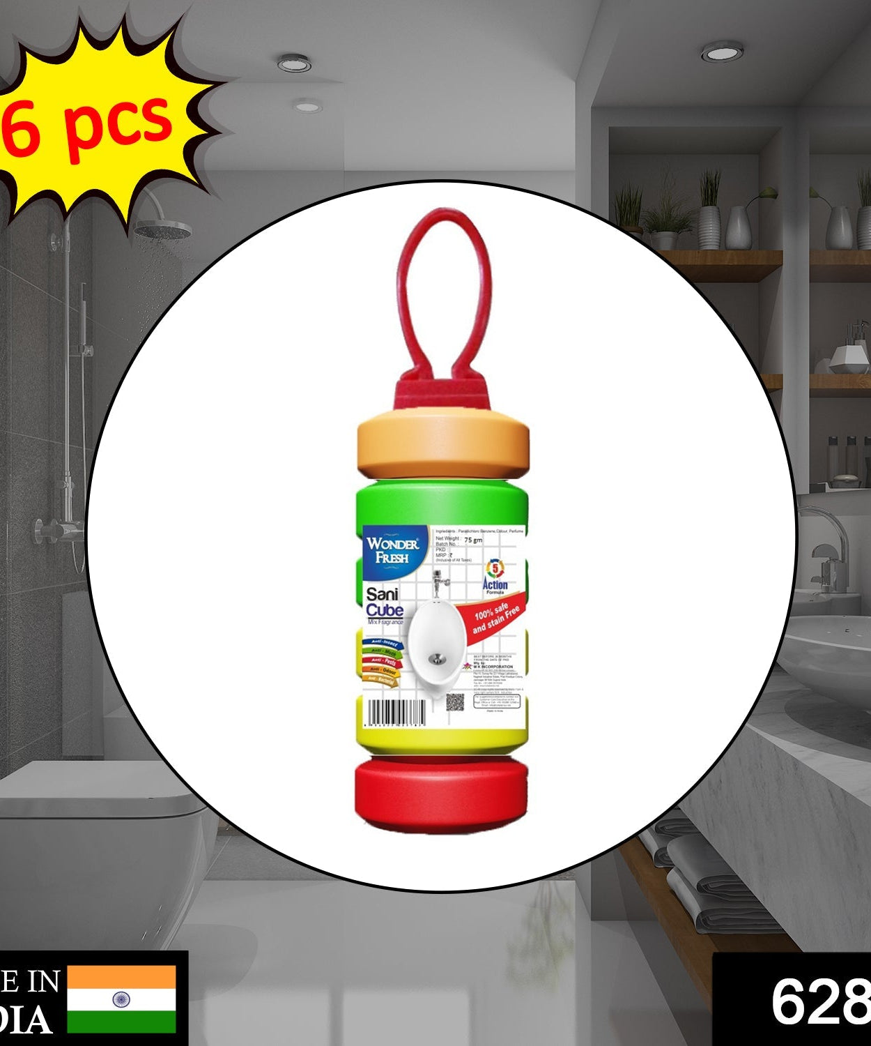 Long-lasting bathroom freshener blocks, 6-piece set