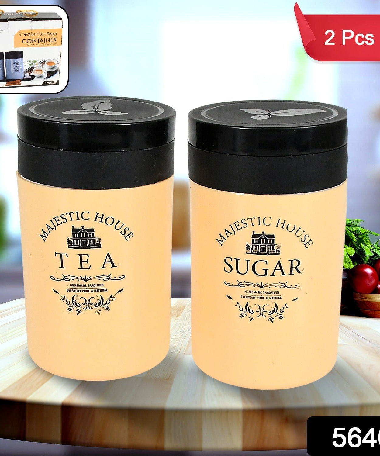 Accurate Seal Tea Sugar Coffee Container, Plastic Damru Shaped Tea, Coffee, Sugar Canisters Jar, New Airtight Food Seal Containers for Salt, Dry Fruit, Grocery 2 Section (800 ML Approx)