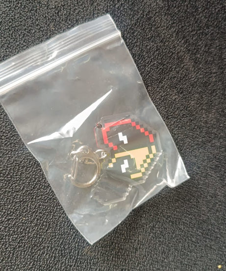 Pixel Style Acrylic Cartoon Keychain with Funky Design (1 Pc)