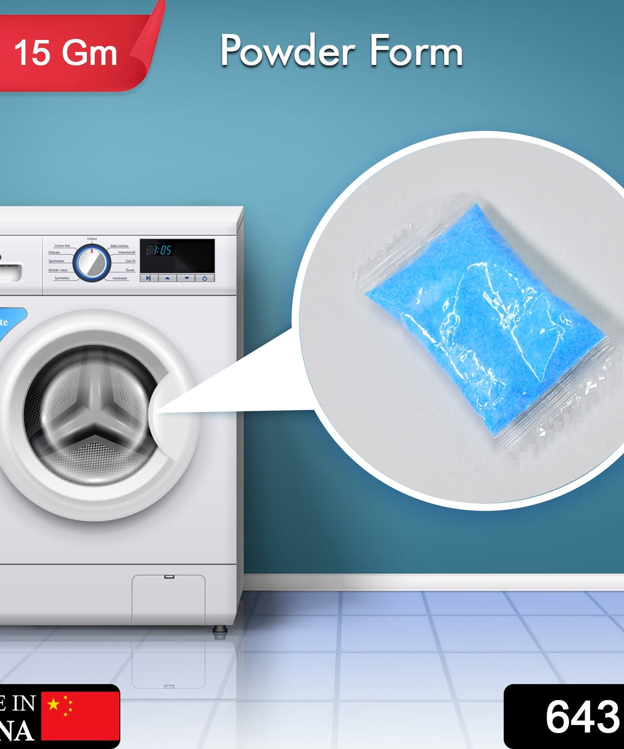 Stain remover powder for washing machine maintenance