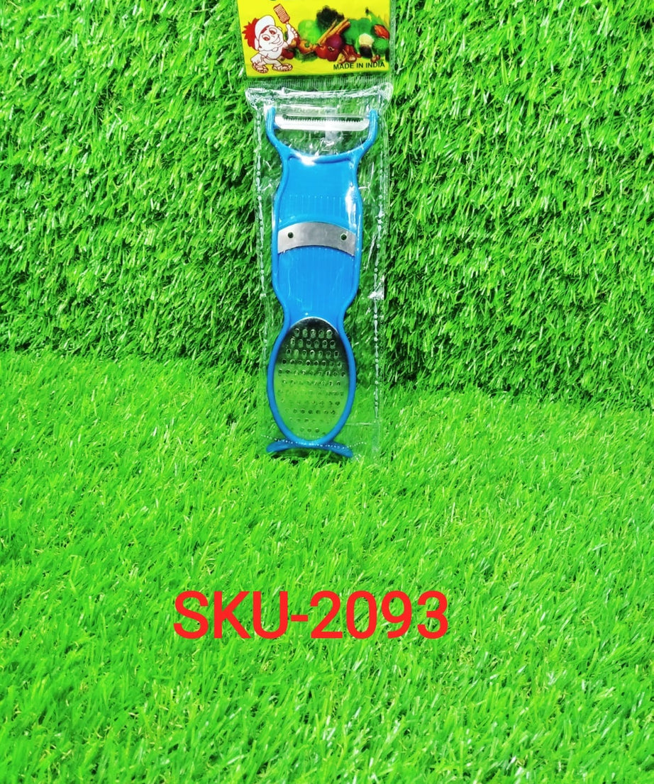 All-in-one vegetable peeler, slicer, grater, and cutter.