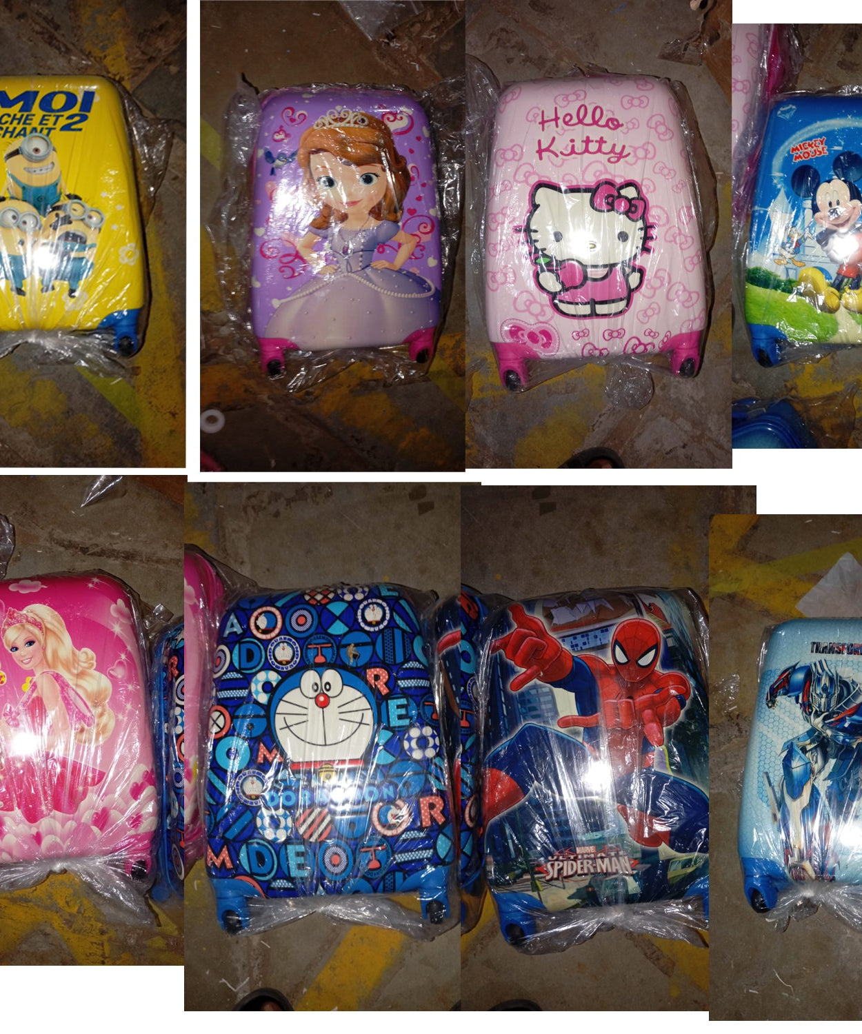 Kids Travel Suitcase with 4 Wheels (2 Pcs Set / 1 Big & 1 Small Shoulder Bag / Mix Design & Color)