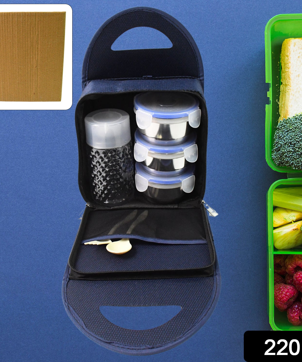 Compact Stainless Steel Airtight Lunch Box Set - 4 pcs (3 Leakproof Containers and 1 Bottle)