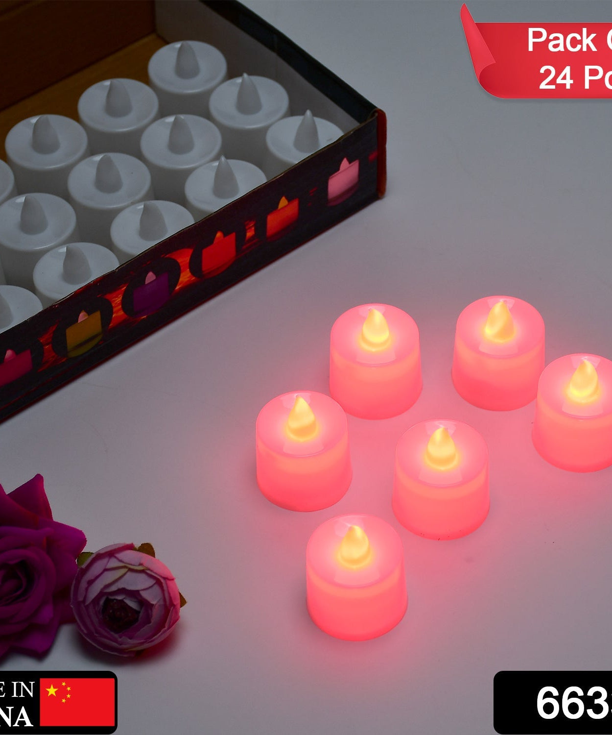 Decorative red LED tealight candles