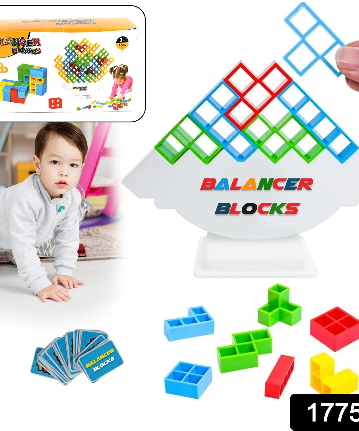 3D Tower Game, Tower Balance Game, Tower Stacking Game Adult Kid Tower Stacking Blocks Balance Game Blocks Building Toys for Kids Age 3+ Years (16 Pcs Set)