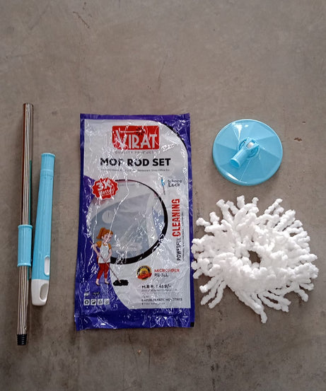 Home Cleaning Stainless Steel 360° Rotating Pole - Microfiber Mop with Adjustable Rod Stick Mix Color)