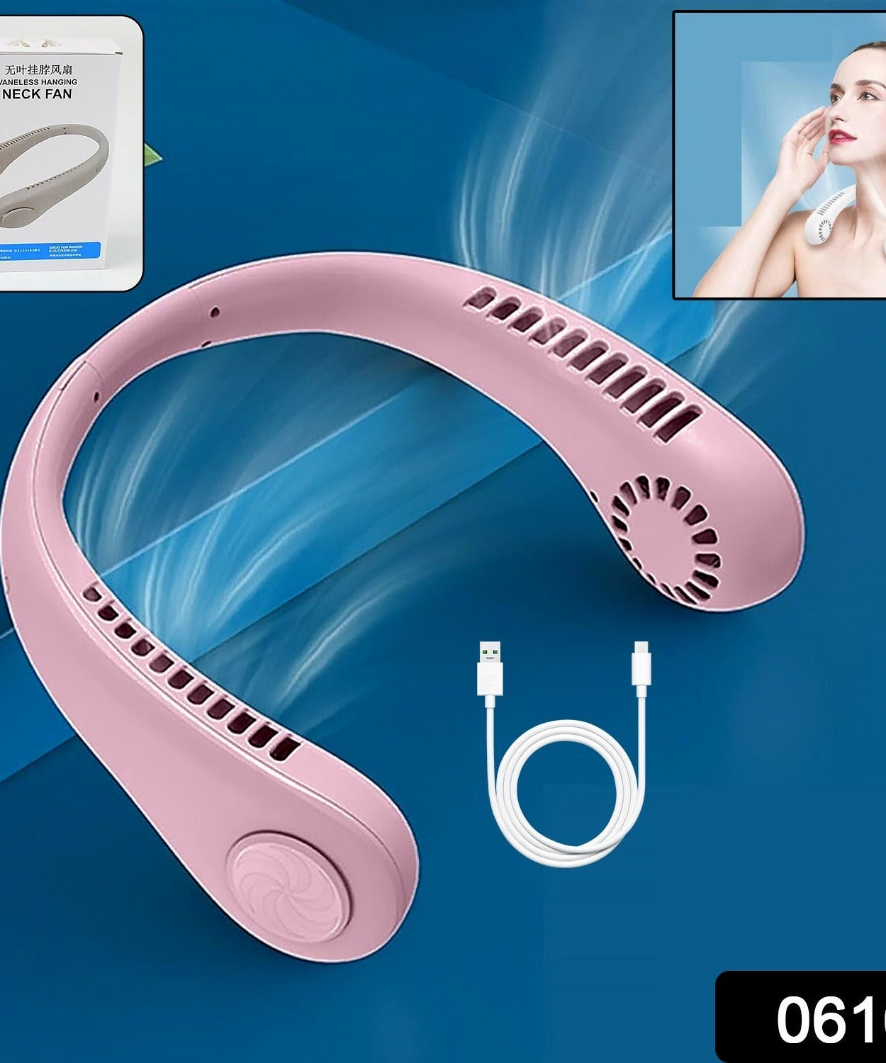 Portable Neck Fan: Holiday Hands Free Bladeless Neck Fan, 360° Cooling Hanging Fan, USB Rechargeable Personal Neck Fan, Wearable Neck Fan Suitable for Traveling