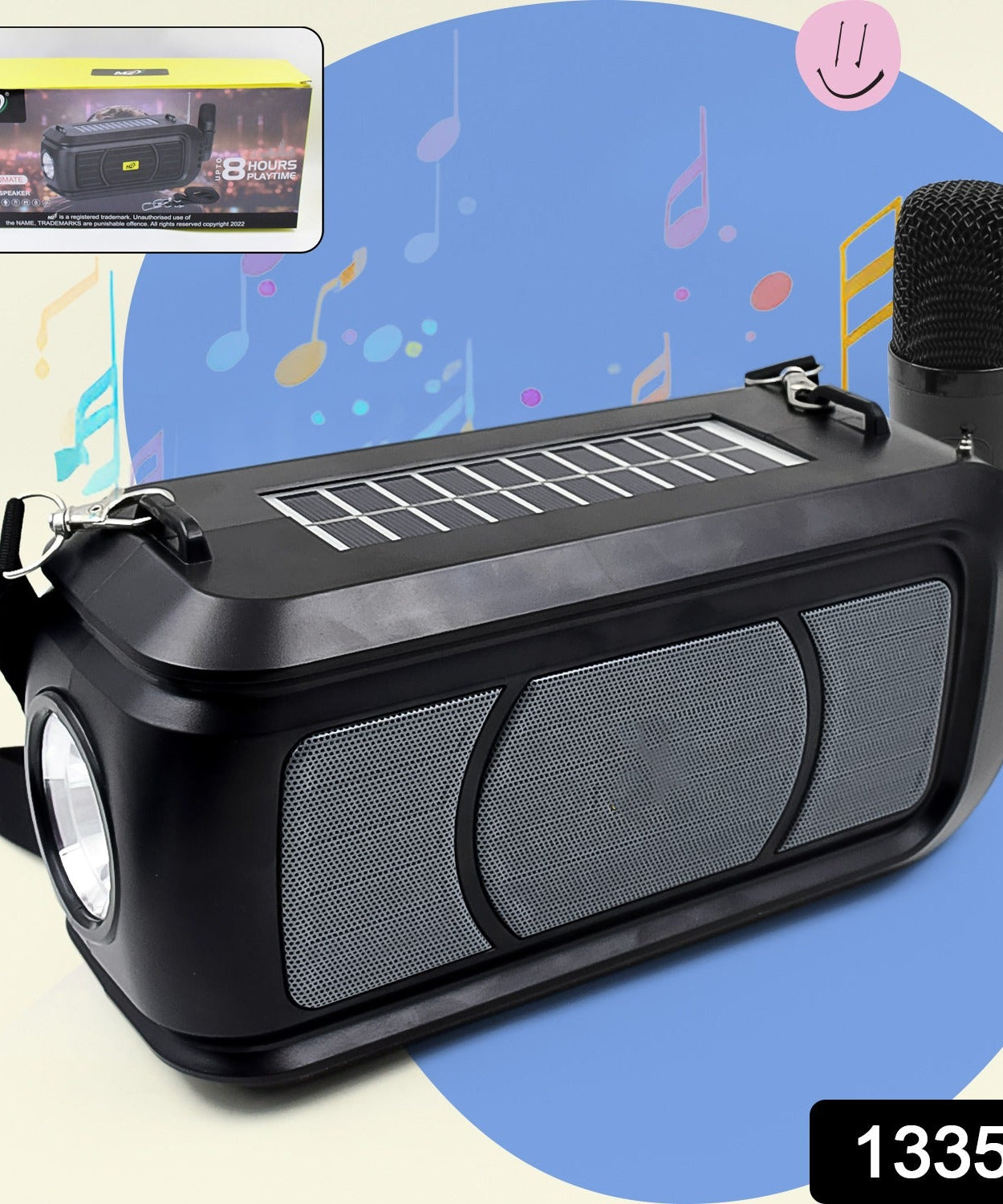 Bluetooth Speaker ith Wireless Mic / Microphone, LED Torch