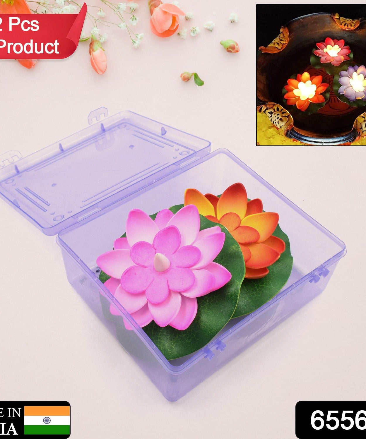 LED lotus candles with smokeless feature for home décor