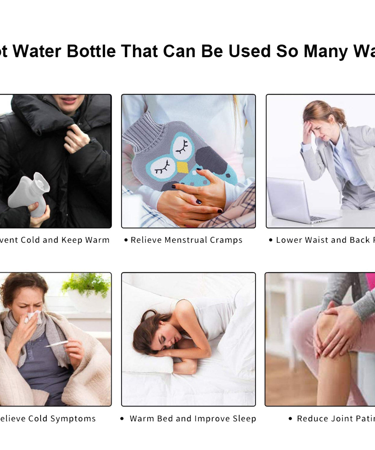 Green Kitty hot water bag with cover, suitable for neck, shoulder, hand, and feet warmth