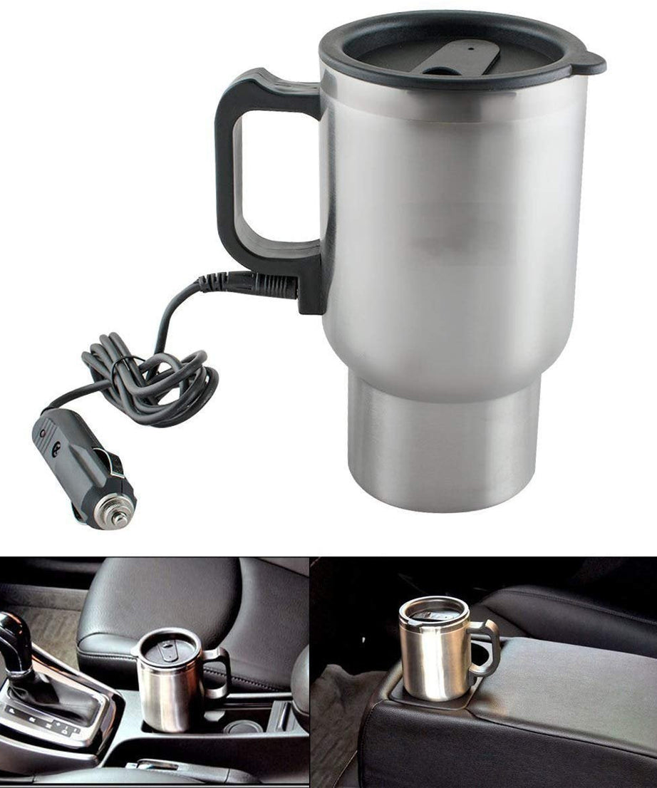 Silver electric kettle mug for easy car use