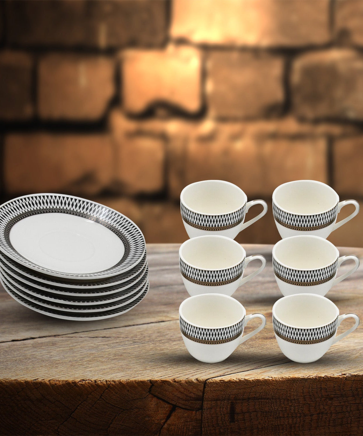 Ceramic Tea / cups and Saucer / Rakabi Set of 12 Pcs