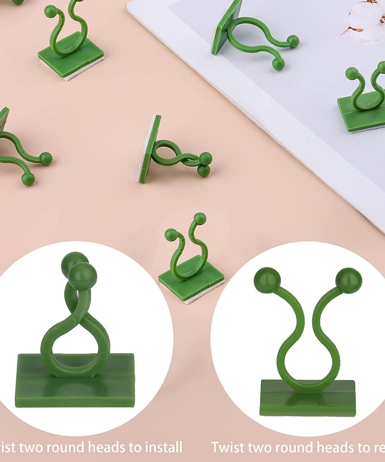 Set of 30 wall plant climbing clips for securing plants.