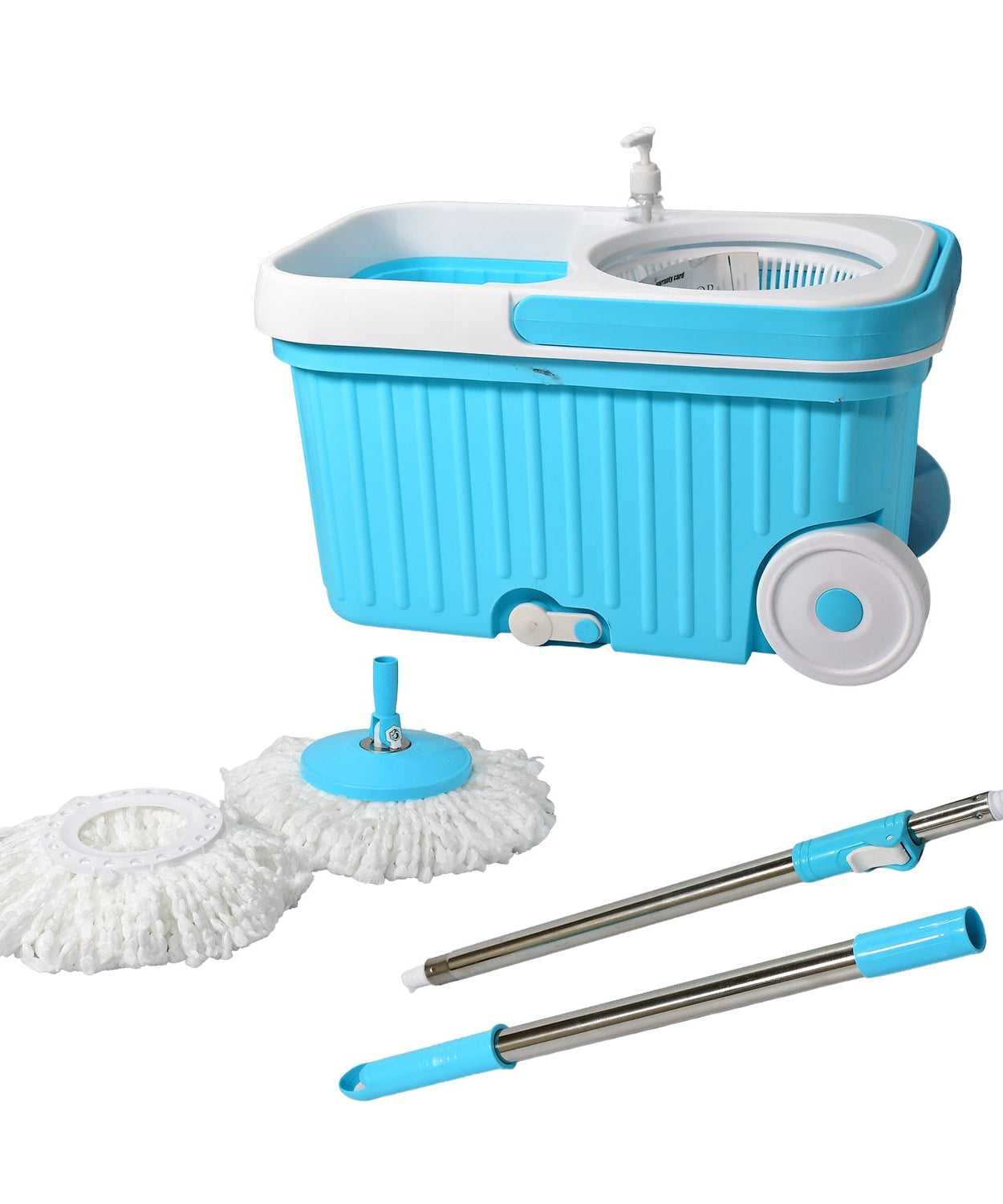 Plastic spin mop with bigger wheels for easy cleaning