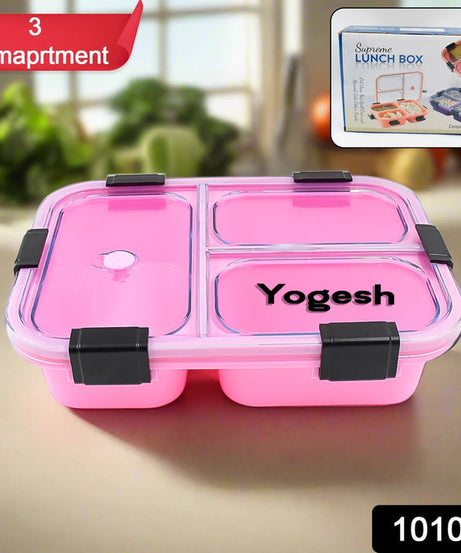 Customized Plastic 3 Compartment Insulated Lunch Box, Lunch Box (1 Pc)