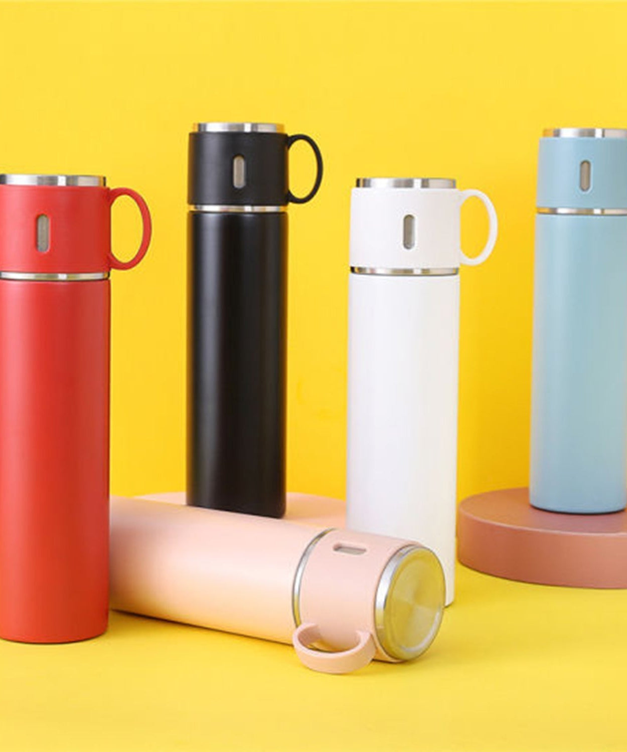 Customized Stainless Steel Vacuum Flask Set with 3 Cups – 500ML | Personalized Name Bottle Gift Combo for Boyfriend, Girlfriend, Employee