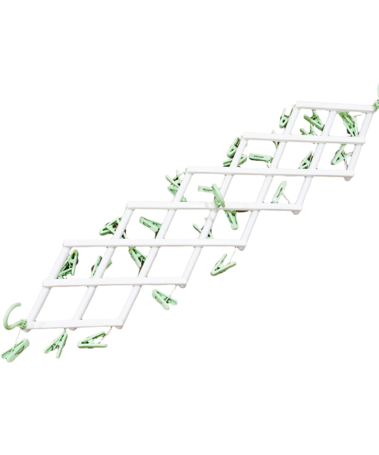 Extendable sock hanger with windproof feature for drying