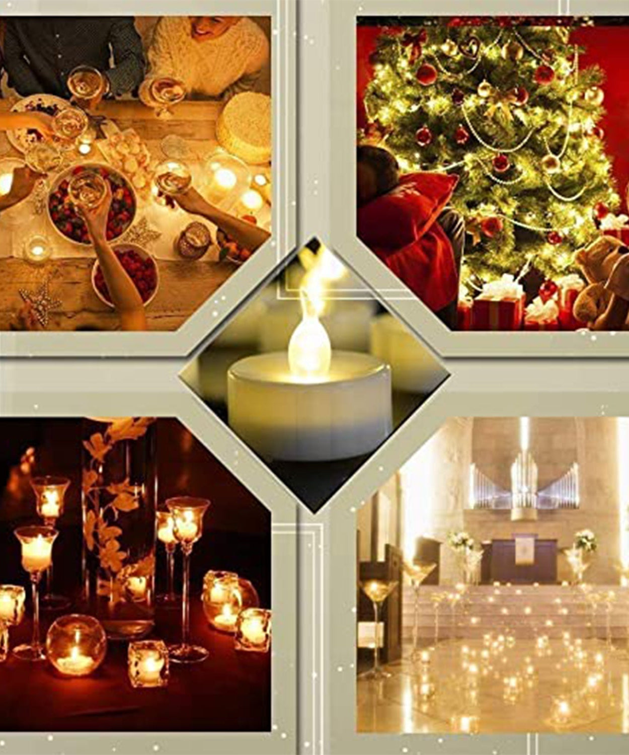 Set of 8 flameless tealight candles with box