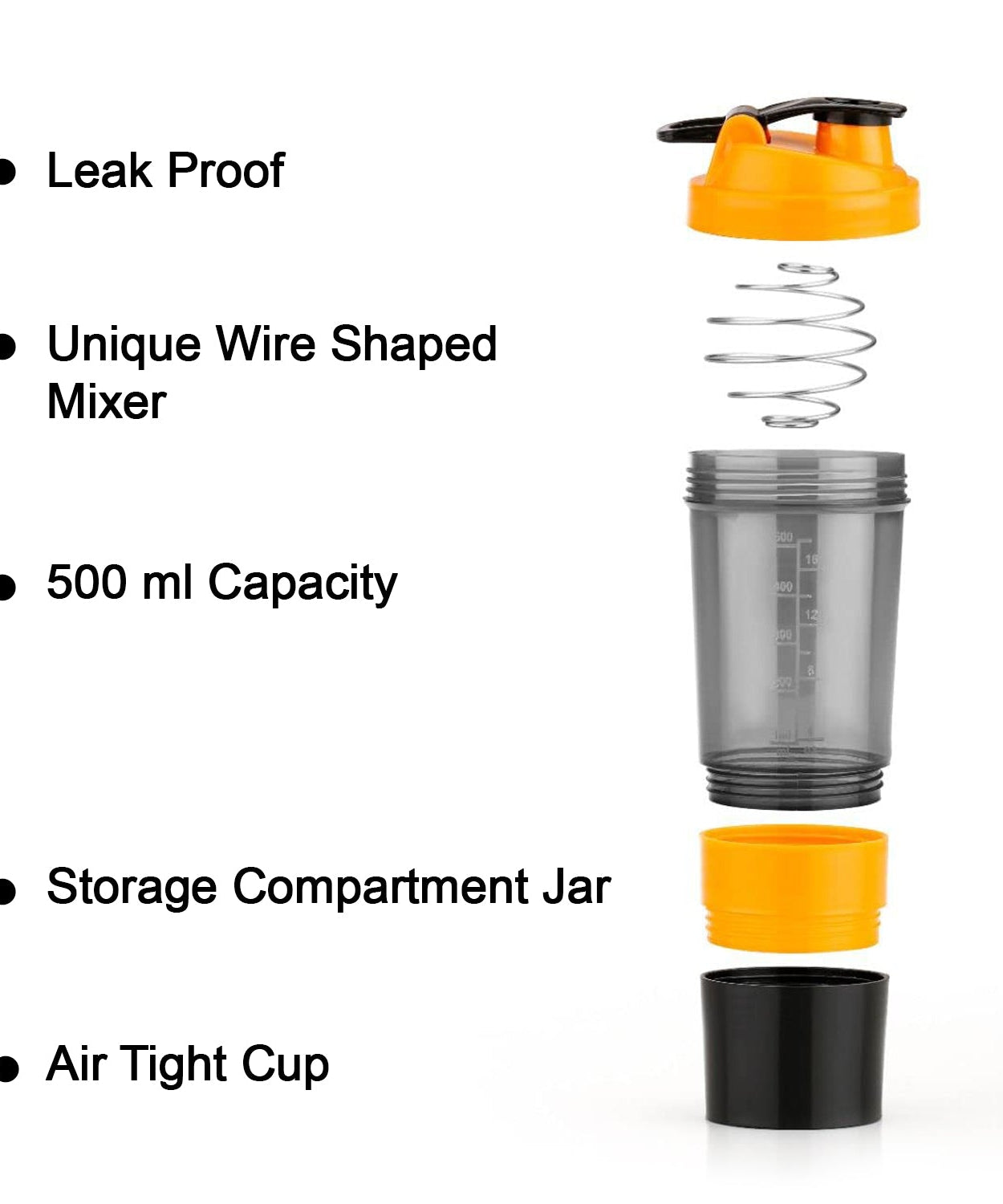 Shaker bottle with mixing ball for protein shakes