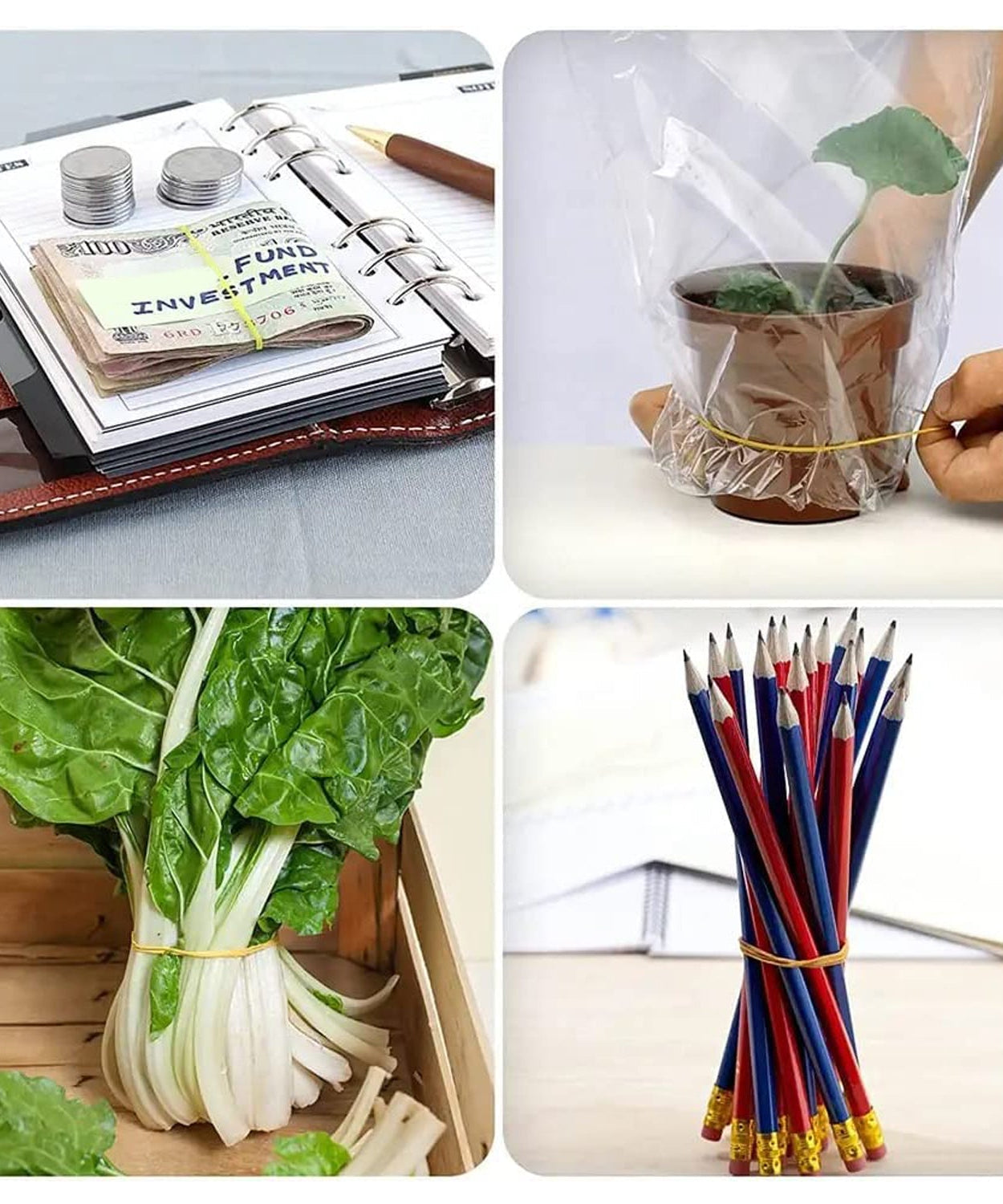 Strong & Reusable Rubber Bands: Multicolor for Office, Home & School, Hair accessories