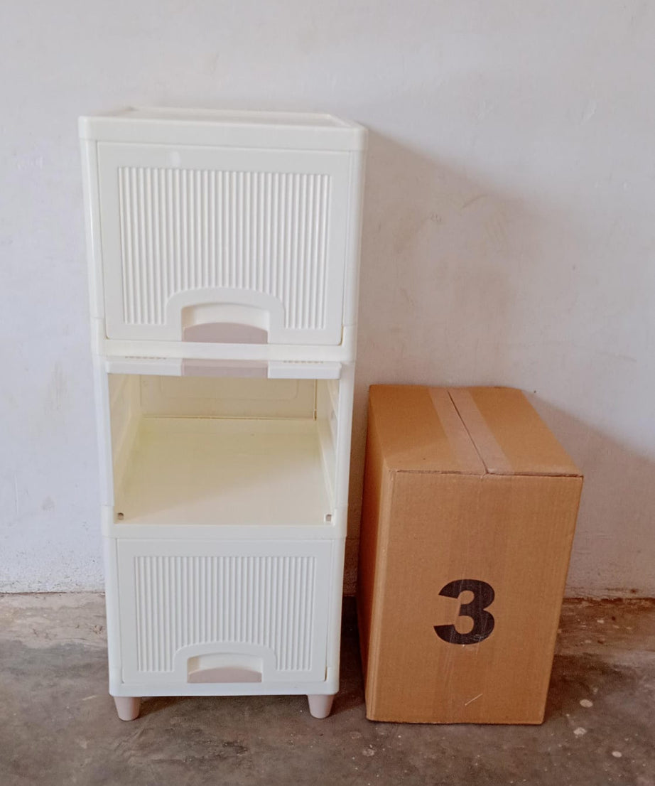 Multipurpose Storage Cabinet, Storage Solutions plastic drawers || Multi Layer Wardrobe Storage Drawers || Foldable Multipurpose Drawer Units For Kitchen, Bathroom, Bedroom, Cloth (3 Layer)