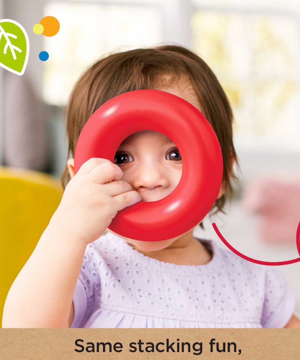 Plastic stacking rings educational toy with teddy bear design